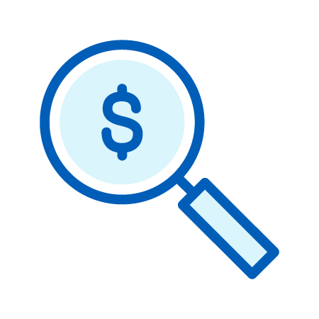 Magnifying Glass with Dollar Sign Icon