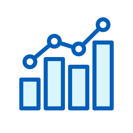 Bar Graph with Line Graph Above to Mark the Up and Down Progress Icon
