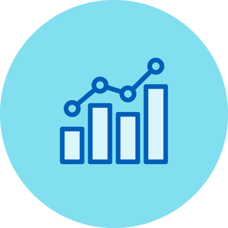 Bar Graph with Line Graph Above to Mark the Up and Down Progress Icon