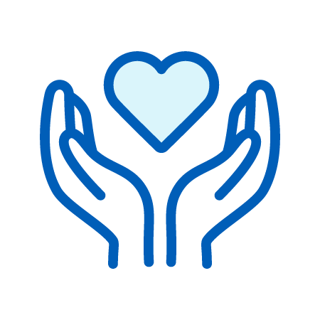 Two Upward Hands Holding a Heart Icon
