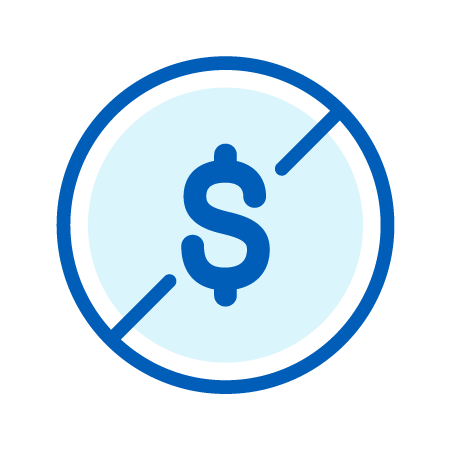 Dollar Sign with Cancel Over It Icon