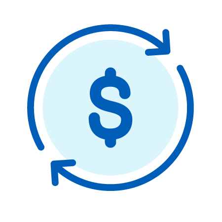 Dollar Sign Inside Circle With Two Redo Arrows Icon