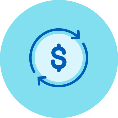 Dollar Sign Inside Circle With Two Redo Arrows Icon