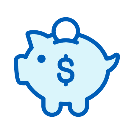 Piggy Bank with Dollar Sign on Side Icon