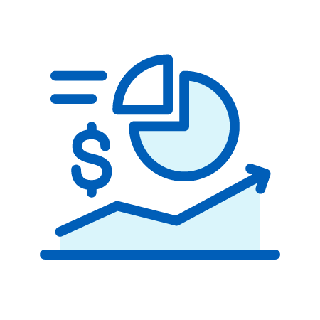 Stock Market Graphic, Piechart, and Dollar Sign Icon