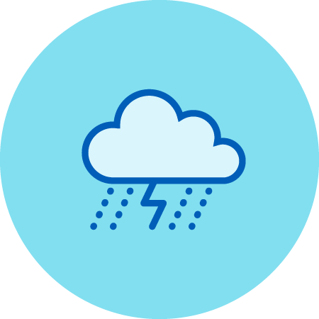 Storm Cloud with Rain and Lightning Icon
