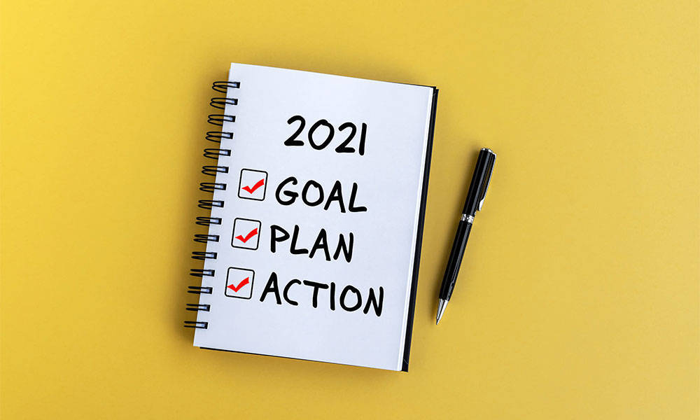 2021 Goal, Plan, Action Checklist Text on Notepad.
