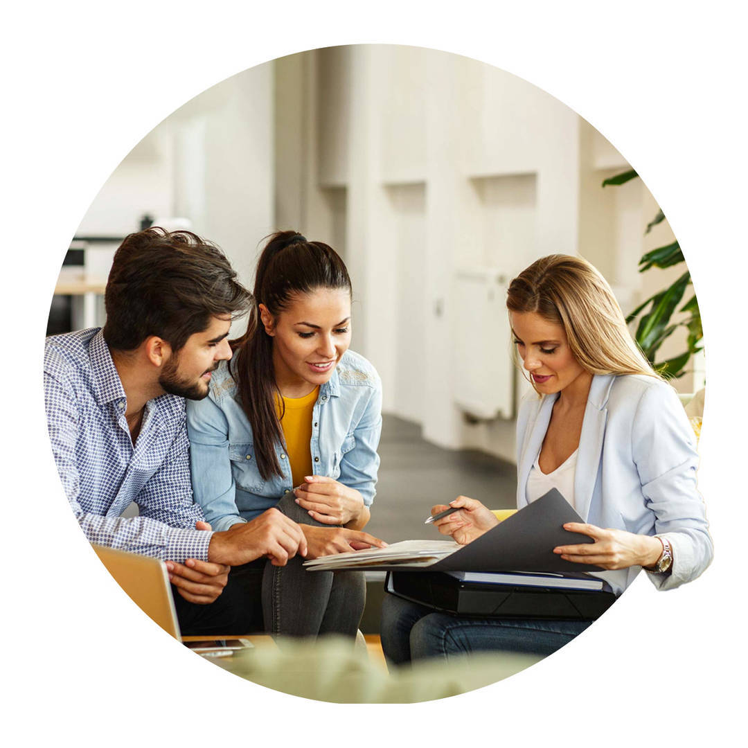 couple discussing finances with realtor