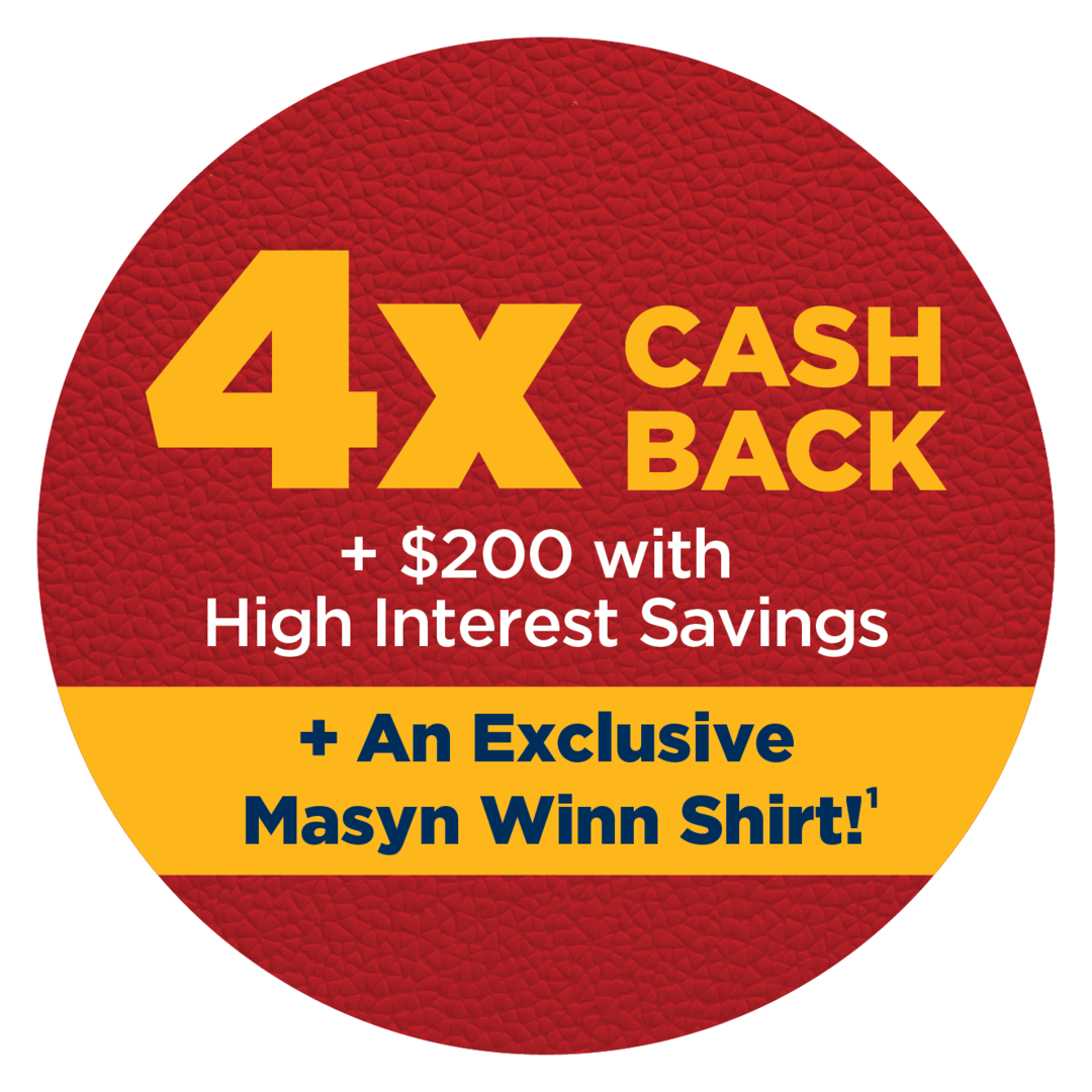 Score 4x cash back, a $200 bonus, and an exclusive Masyn Winn shirt at CommunityAmerica Credit Union.