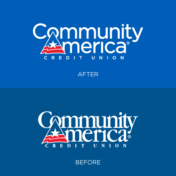 The before and after of our updated CommunityAmerica logo.