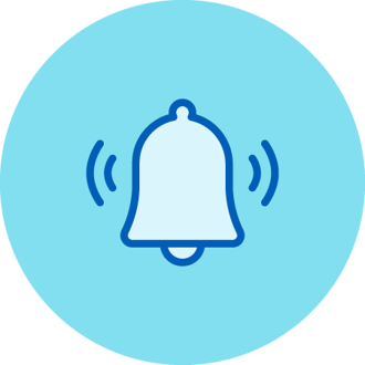 Notification bell icon.