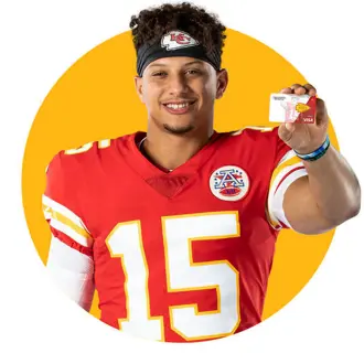 Patrick Mahomes Holding Debit Card