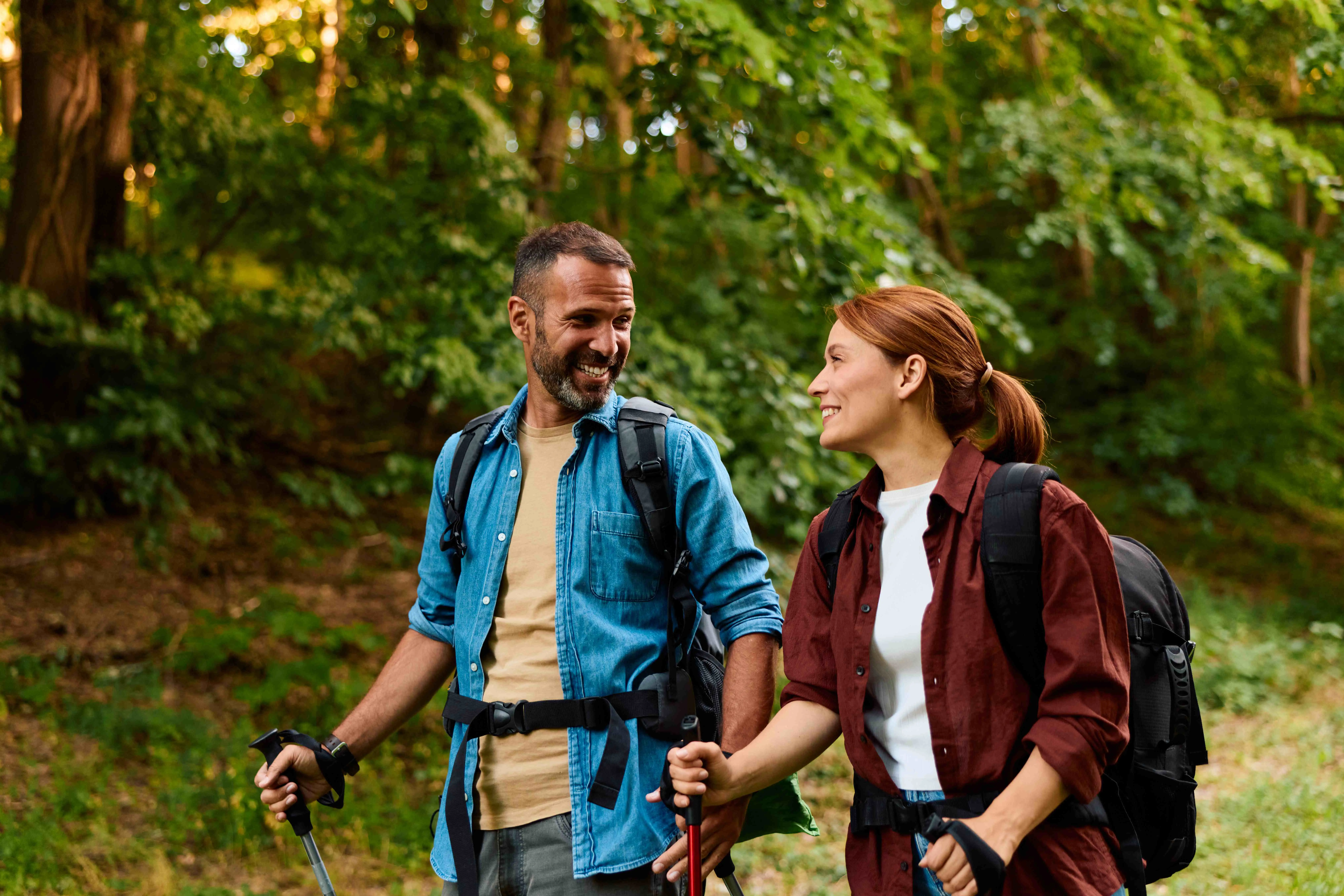 Couple Hiking in Forest