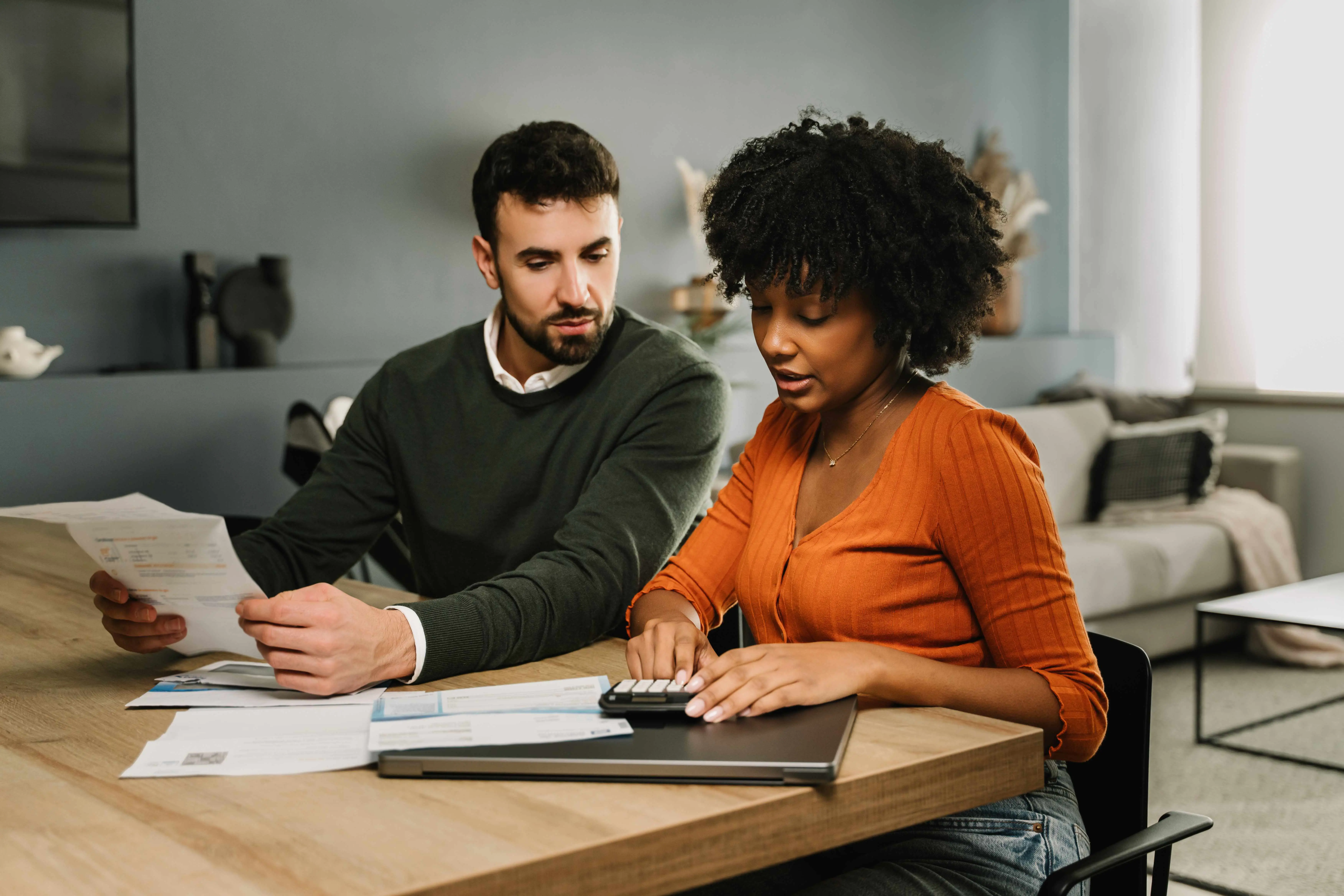 Couple working on taxes