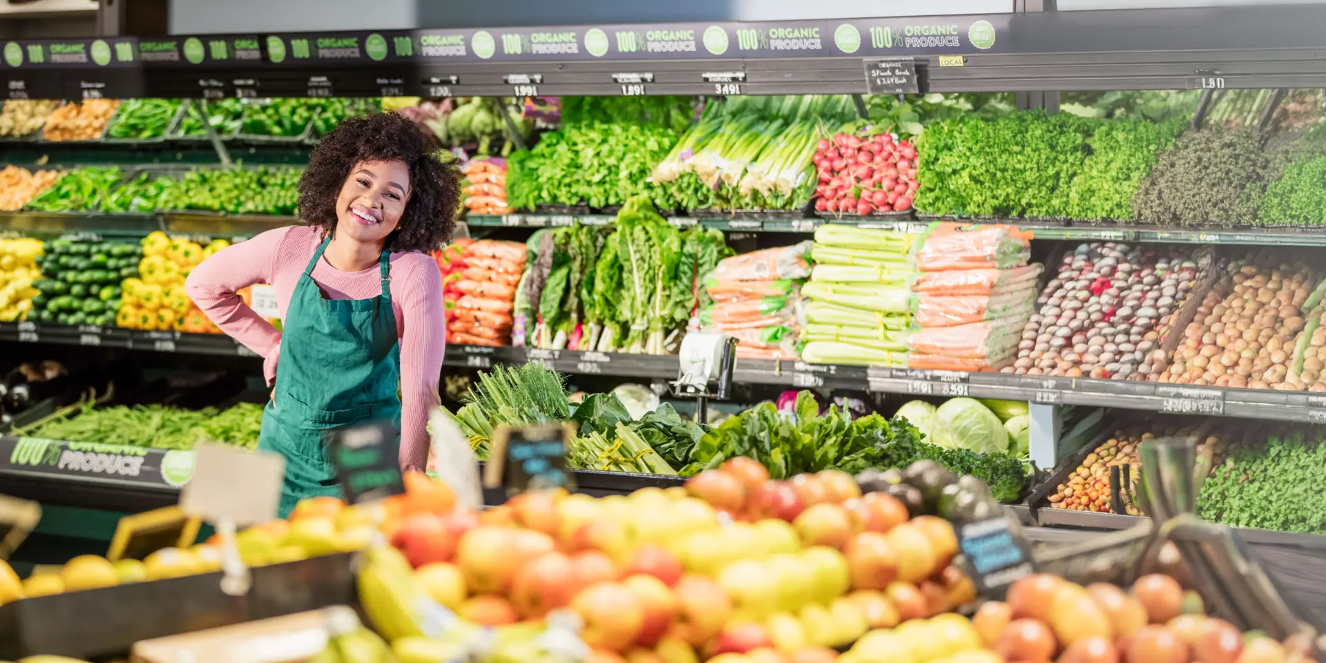 Woman in Grocery Store Hero